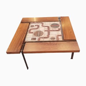 Coffee Table in Rosewood with Brass and Ceramic by Svend Aage Jessen