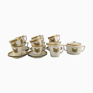 Golden Horns Coffee Service for 10 People from Royal Copenhagen, 1960s, Set of 22