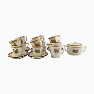 Servicio de café Golden Horns para 10 personas de Royal Copenhagen, años 60. Juego de 22