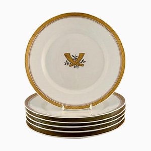 Golden Horns Porcelain Plates from Royal Copenhagen, 1960s, Set of 6