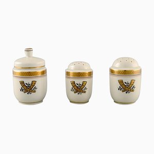 Golden Horns Mustard Jar With Salt & Pepper Shaker from Royal Copenhagen, 1960s, Set of 3