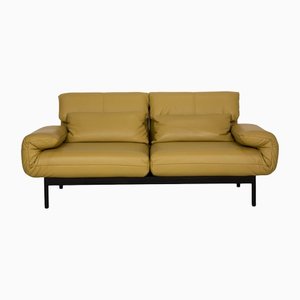 Yellow Plura Leather Two-Seater Couch with Relaxation Function by Rolf Benz