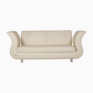 Cream Moon Leather Three Seater Couch from Bretz