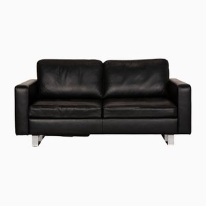 Black Violetta Ariano Due Leather Two Seater Couch with Function