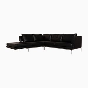 Black Leather Corner Sofa from Walter Knoll / Wilhelm Knoll