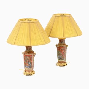 Lámparas de porcelana de Cantón y bronce, 1880