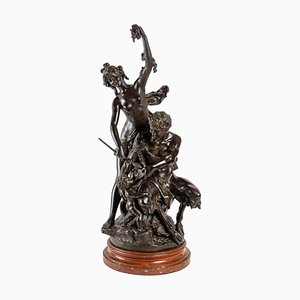 Sculpture Faune Bacchante et Cupidon en Bronze