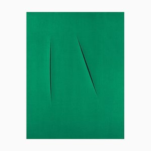 Lucio Fontana, Concetto Spaziale (green), 1959, Stencil on Paper