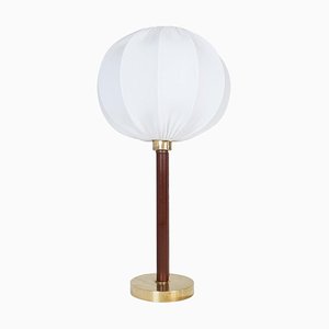 Midcentury Brass & Leather Table Lamp from Falkenbergs Belysning, Sweden, 1960s