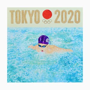 Teppei Ikehila, Póster Olímpico de Tokio II, 2022, óleo sobre lienzo