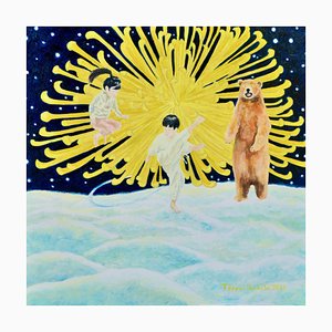 Teppei Ikehila, The Bear Wants You to Stop Fight, 2022, Huile sur Toile