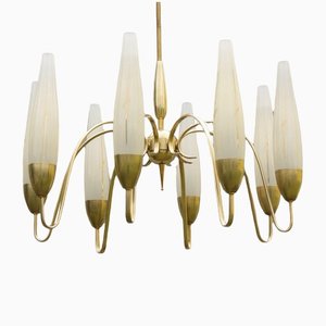 Italian Brass Chandelier with 8 Arms, 1950s