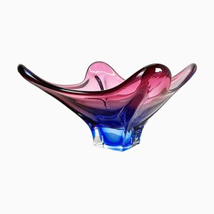 Floral Murano Glass Bowl Centerpiece from Fratelli Toso, Italy, 1970s