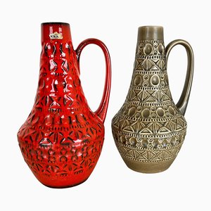 Vases Fat Lava Art en Poterie Multicolore de Bay Ceramics, Allemagne, Set de 2