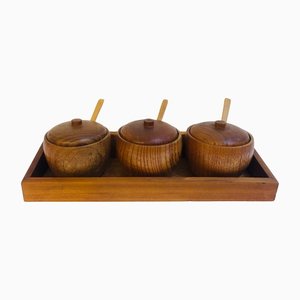 Dänische Mid-Century Teak Töpfe, 4er Set