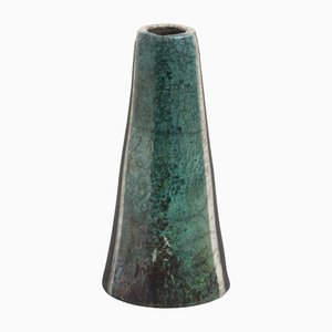 Japanese Modern Grün Weiß Schwarz Metall Raku Keramik Wake Vase von Laab Milano