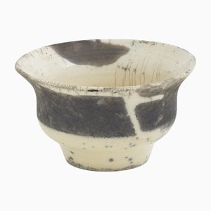 Japanese Modern Black White Crackle Raku Keramik Patto Vase von Laab Milano