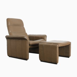 Leather DS-50 Armchair With Stool from De Sede, Set of 2