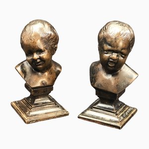 John Who Laughs And John Who Weeps Bronze Sculptures, Set of 2