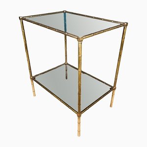 Vintage Brass & Bamboo Coffee Table, Italy, 1970s