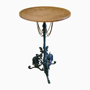Antique Plant Table in Cast Iron with Alabaster Top