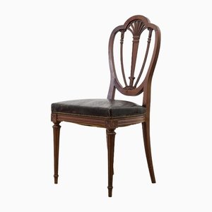 Necolassic English Chair in Black Leather with Oval Back