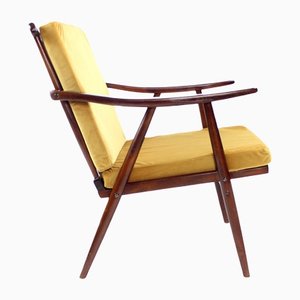 Tschechoslowakischer Boomerang Sessel aus goldenem Samt von Ton, 1960er
