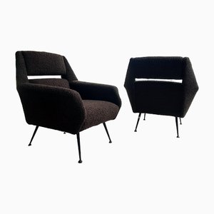 Chocolate-Italy Buckle Armchairs 1950, Set of 2