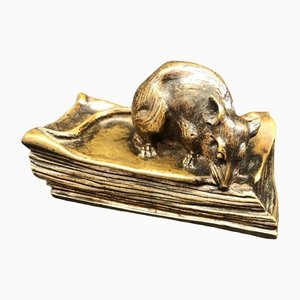 Bronze Mouse Nibbling on a Book