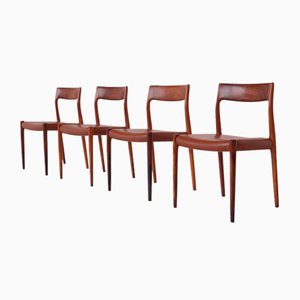 Danish Model 77 Dining Chairs in Rosewood by Niels Otto Møller for J.L. Møllers, 1960, Set of 4