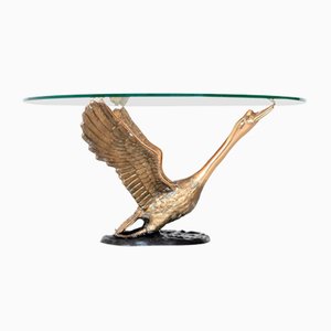 French Bronze Swan Coffee Table in Maison Jansen Style, 1970