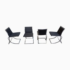 Stühle aus Grauem Stoff & Chrom von Sergio Asti für Mobilier, 1970er, 4er Set