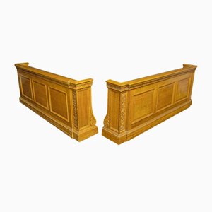 Frühes 20. Jh. Kirchenbankfronten aus Eiche, 2er Set