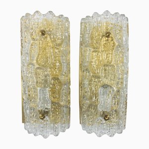 Scandinavian Glass Wall Lights by Carl Fagerlund for Orrefors, Sweden, 1960s, Set of 2