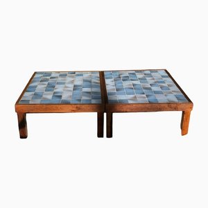 Coffee Tables in Solid Wood & Ceramic, 1960, Set of 2