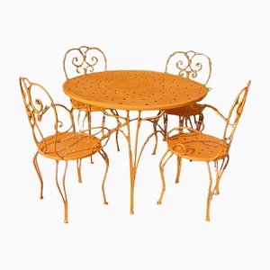 Tavolo da giardino in ferro con sedie, set di 5