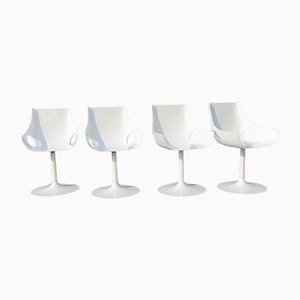 Vintage Italian White Swivel Chairs, Set of 4