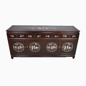 Asian Sideboard in Inlaid Wood, Mid-20th Century