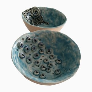 Ceramic Candle Holder Bowls by Proietti Daniela, Set of 2
