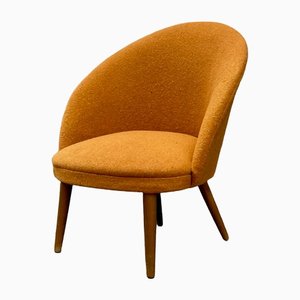 Danish Lounge Chair in Orange Wool and Teak, 1960s