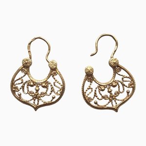Vintage 14k 585 Rose Gold Earrings, 1950s, Set of 2