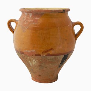 Olla confitada francesa de terracota, siglo XIX