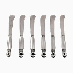 Acorn Butter Knives in Sterling Silver from Georg Jensen, Set of 6