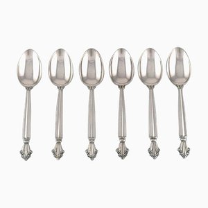 Acanthus Spoons in Sterling Silver from Georg Jensen, Set of 6