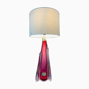 Pink & Clear Glass Table Lamp from Val St Lambert, 1950s