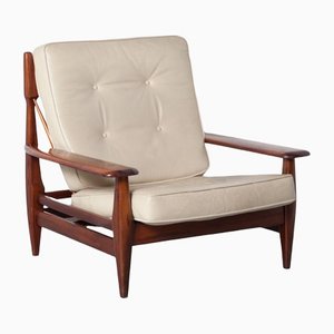 Brazilian Modern Lounge Chair in Beige Leather