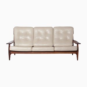 Brazilian Modern Sofa in Beige Leather