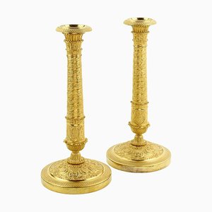 Candelabros Imperio grandes con forma de columna de Trajano, Francia, 1815. Juego de 2