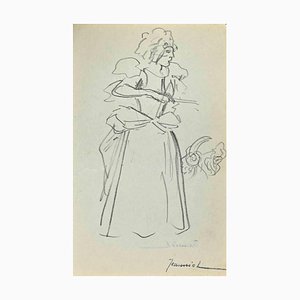 Pierre Georges Jeanniot, donna, disegno a matita, fine XIX secolo
