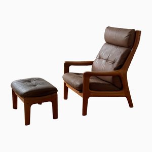 Mid-Century Danish Teak High Back Lounge Chair by Gustav Thams